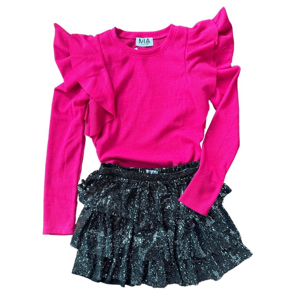 NEW MIA girl's flutter sleeve sweater in pink